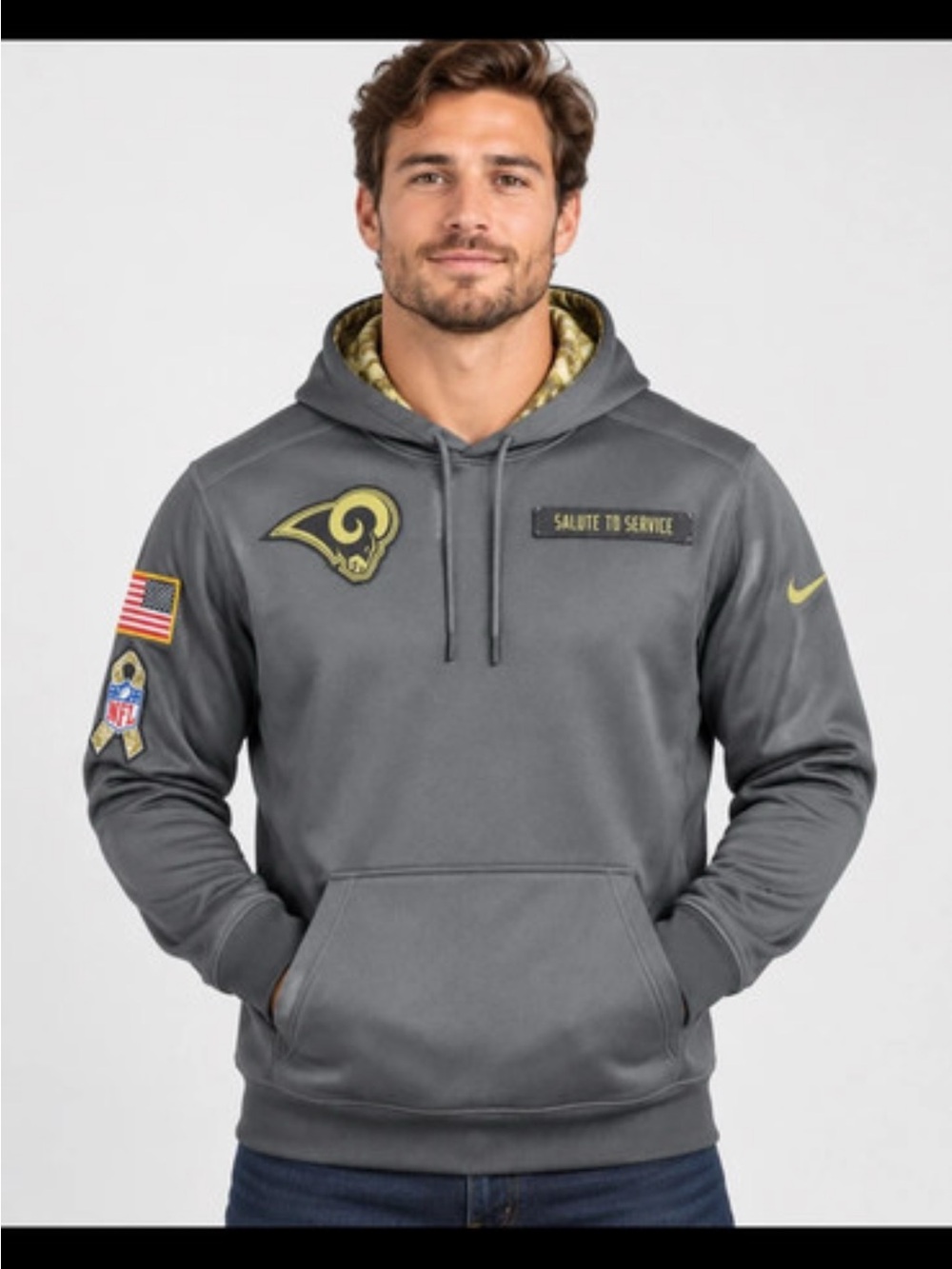 Nike Los Angeles Rams Gray 'Salute to Service' Pullover Hoodie